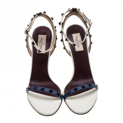 Valentino Tricolor Leather Rockstud Ankle Strap Sandals Size 38.5