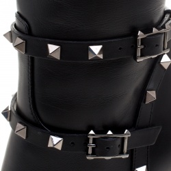 Pre Owned Valentino Black Leather Rockstud Knee Length Boots Size 37