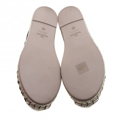 Pre Owned Valentino Black Lace and Leather Espadrilles Size 36