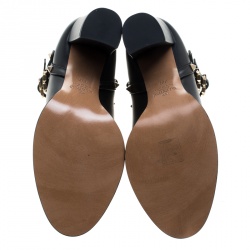 Pre Owned Valentino Black Leather Rolling Rockstud Ankle Boots Size 38.5