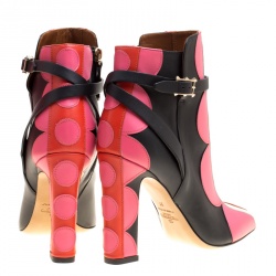 Pre Owned Valentino Multicolor Leather Polka Dot Ankle Boots Size 37