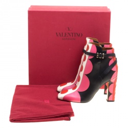 Pre Owned Valentino Multicolor Leather Polka Dot Ankle Boots Size 37