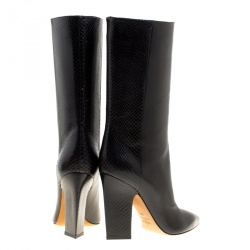 Pre Owned Valentino Black Leather and Python Mid Calf Boots Size 39.5