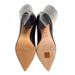 Pre Owned Valentino Black Leather and Python Mid Calf Boots Size 39.5