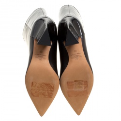 Pre Owned Valentino Black Leather Mid Calf Pointed Toe Boots Size 36