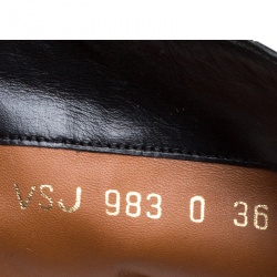 Pre Owned Valentino Black Leather Mid Calf Pointed Toe Boots Size 36