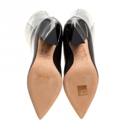 Pre Owned Valentino Black Leather Mid Calf Pointed Toe Boots Size 37