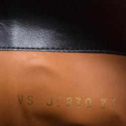 Pre Owned Valentino Black Leather Mid Calf Pointed Toe Boots Size 37