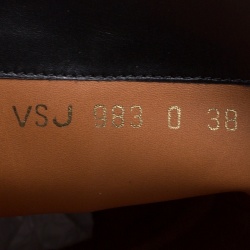 Pre Owned Valentino Black Leather Mid Calf Pointed Toe Boots Size 38