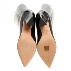 Pre Owned Valentino Black Leather Mid Calf Pointed Toe Boots Size 39.5