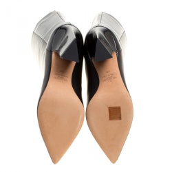 Pre Owned Valentino Black Leather Mid Calf Pointed Toe Boots Size 39