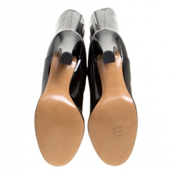 Pre Owned Valentino Black Patent Leather Zip Detail Mid Calf Boots Size 39