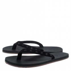 Pre Owned Valentino Black Rockstud Fabric Thong Sandals Size 39