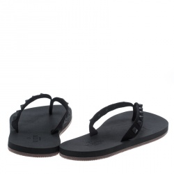 Pre Owned Valentino Black Rockstud Fabric Thong Sandals Size 39
