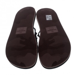 Pre Owned Valentino Black Rockstud Fabric Thong Sandals Size 39