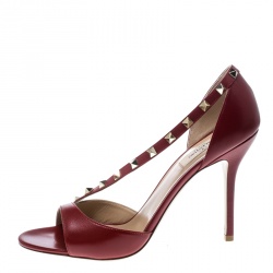 Pre Owned Valentino Two Tone Leather Rockstud Embellished Peep Toe D'orsay Pumps Size 41