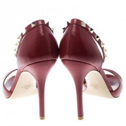 Pre Owned Valentino Two Tone Leather Rockstud Embellished Peep Toe D'orsay Pumps Size 41