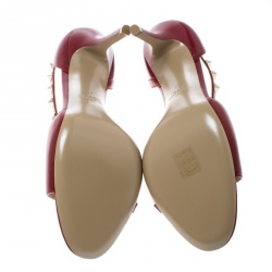 Pre Owned Valentino Two Tone Leather Rockstud Embellished Peep Toe D'orsay Pumps Size 41