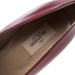 Pre Owned Valentino Red Leather Soul Rockstud Block Heel Pumps Size 40