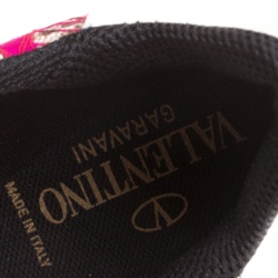 Pre Owned Valentino Fuchsia Pink Leather and Macramé Lace Sneakers Size 37