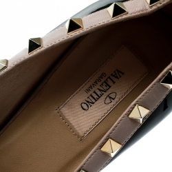 Pre Owned Valentino Black Patent Leather Rockstud Crisscross Peep Toe Platform Pumps Size 40