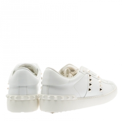 Pre Owned Valentino White Leather Rockstud Untitled Low Top Sneakers Size 41