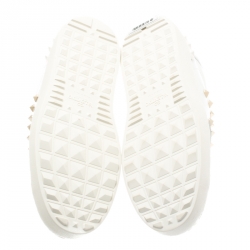 Pre Owned Valentino White Leather Rockstud Untitled Low Top Sneakers Size 41