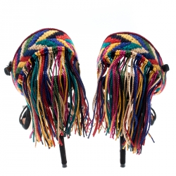 Pre Owned Valentino Black Suede Rolling Rockstud Embroidered Fringed Ankle Strap Open Toe Sandals Size 41