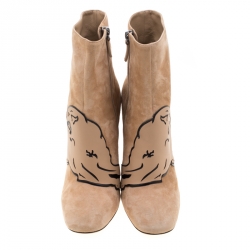 Pre Owned Valentino Beige Suede Panther Ankle Boots Size 39