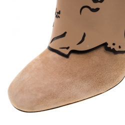 Pre Owned Valentino Beige Suede Panther Ankle Boots Size 39