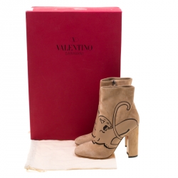 Pre Owned Valentino Beige Suede Panther Ankle Boots Size 39