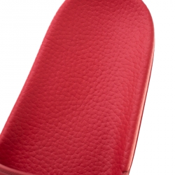 Pre Owned Valentino Red Rubber Rockstud Slide Sandals Size 38