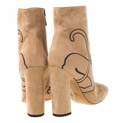 Pre Owned Valentino Beige Suede Panther Ankle Boots Size 40