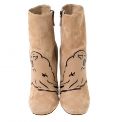 Pre Owned Valentino Beige Suede Panther Ankle Boots Size 40