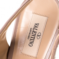 Pre Owned Valentino Beige Quilted Leather Rockstud Embellished Pointed Toe Slingback Sandals Size 41