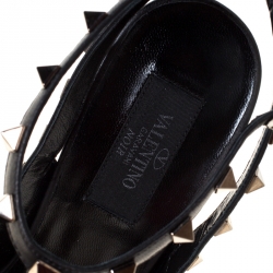 Pre Owned Valentino Black Patent Leather Rockstud Sandals Size 37.5