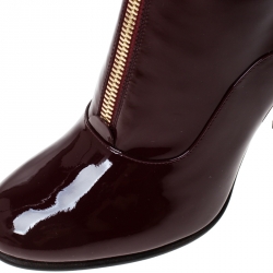 مملوكة مسبقًا Valentino Burgundy Patent Leather Mid Calf Boots Size 38.5