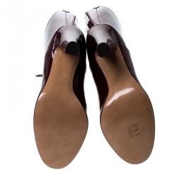 مملوكة مسبقًا Valentino Burgundy Patent Leather Mid Calf Boots Size 38.5