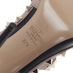 مملوكة مسبقًا صندل فالينتينو روكستاد جلد بيج وأسود مقاس 37.5