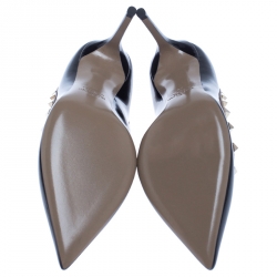 Pre Owned Valentino Black Patent Leather Rockstud Pointed Toe Pumps Size 38