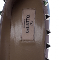 Pre Owned Valentino Black Patent Leather Rockstud Pointed Toe Pumps Size 38