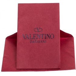 Pre Owned Valentino Brown Leather Rockstud Tie Foldover Knee Length Boots Size 37