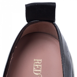 Pre Owned Red Valentino Black Patent Leather Star Embellished Slip On Sneakers Size 39