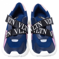 Pre Owned Valentino Multicolor Mesh And Leather VLTN Heroes Velcro Strap Sneakers Size 37