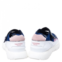 Pre Owned Valentino Multicolor Mesh And Leather VLTN Heroes Velcro Strap Sneakers Size 37
