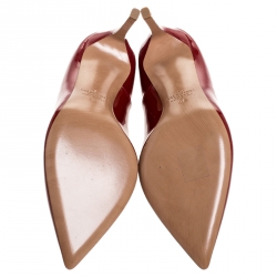 Pre Owned Valentino Red Patent Leather Scalloped Pointed Toe Pumps Size 36