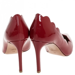 Pre Owned Valentino Red Patent Leather Scalloped Pointed Toe Pumps Size 36