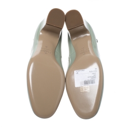 Pre Owned Valentino Green Patent Leather Tango Ankle Strap Pumps Size 39