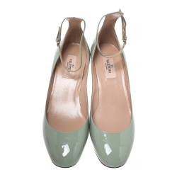 Pre Owned Valentino Green Patent Leather Tango Ankle Strap Pumps Size 39