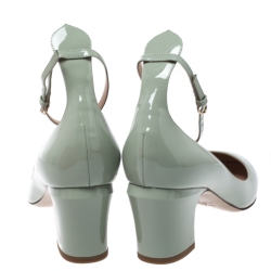 Pre Owned Valentino Green Patent Leather Tango Ankle Strap Pumps Size 39